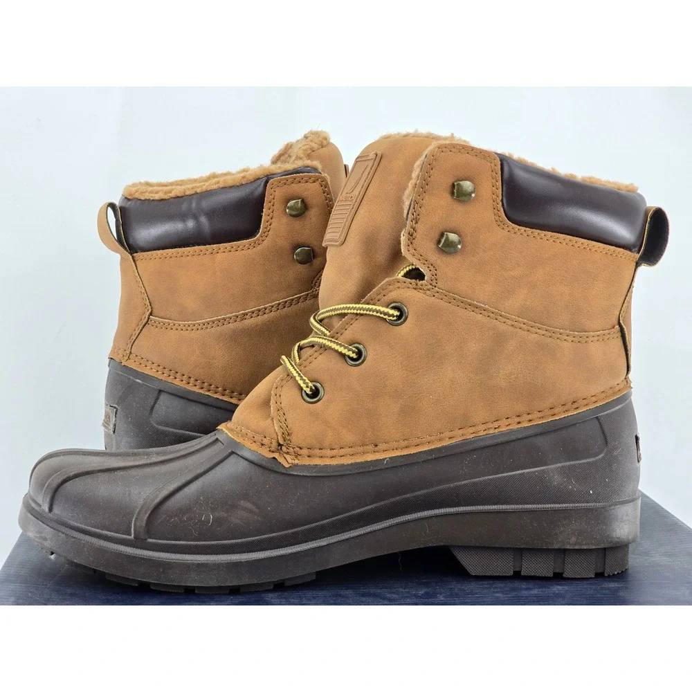 Nautica Dazo 2 Duck Boots Mens 10 Tan Brown Thinsulate Insulated Laced-Excellent